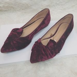 Express knot velvet burgundy flats